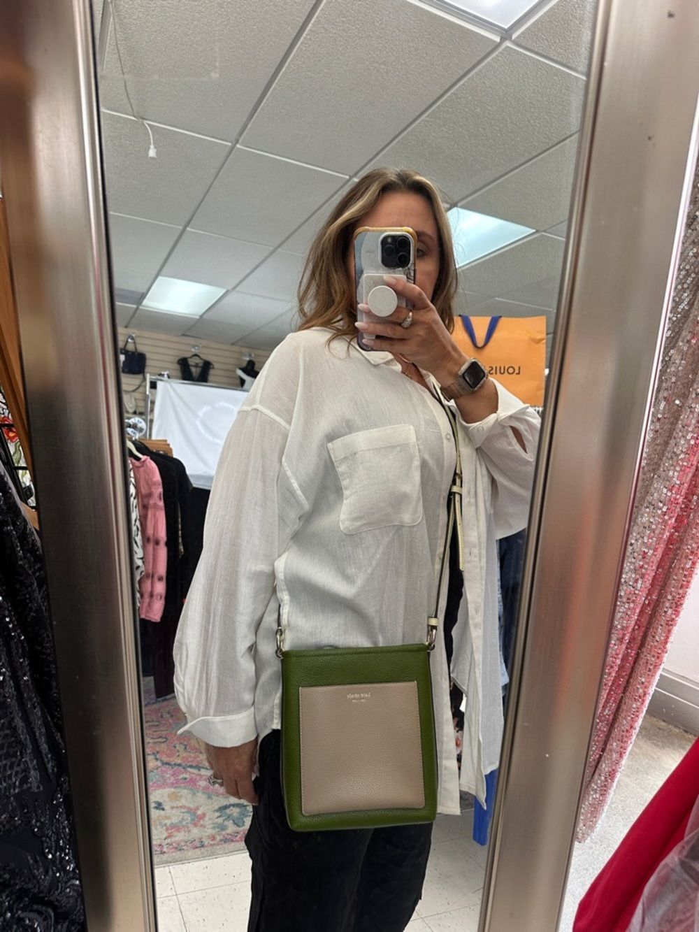 kate spade Olive & Beige Pebbled Leather Crossbody Bag - Picture 7 of 8